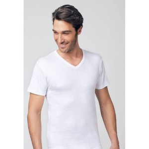 nottingham maglia scollo a V da uomo mezza manica in cotone caldo interlock Pop